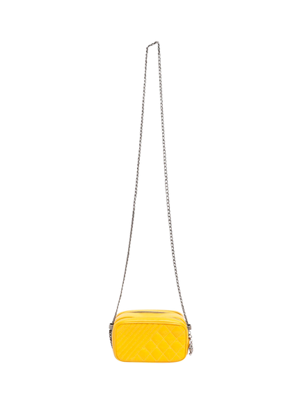 Pre-loved CHANEL 2014 Small Coco Boy Quilted Lambskin Leather Camera Bag, Yellow - view 2, Yellow