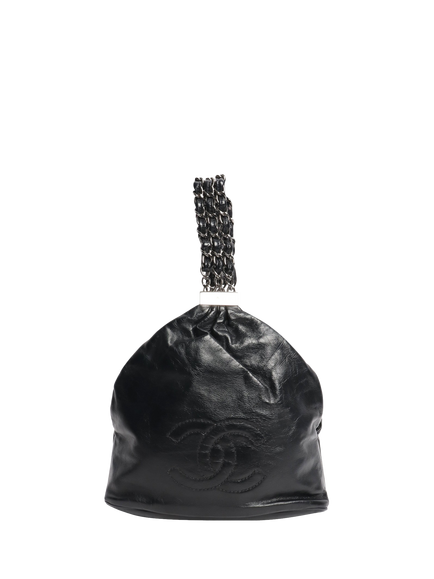 Pre-loved CHANEL 2006 Lambskin Leather Chain Bag, Black, Black