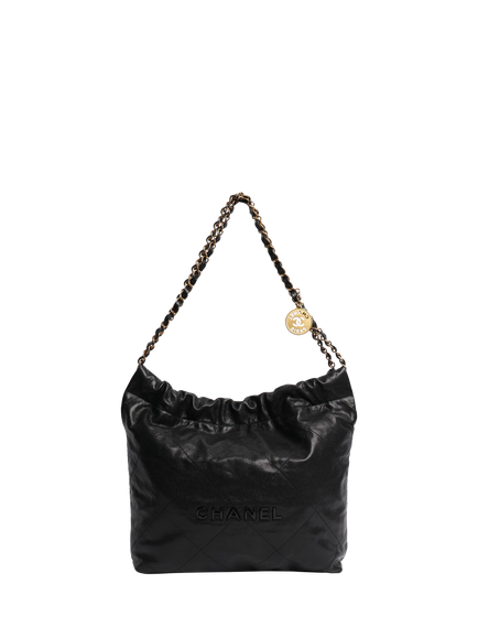 Pre-loved CHANEL 22 Caviar Leather Shoulder Bag, Bla, Black