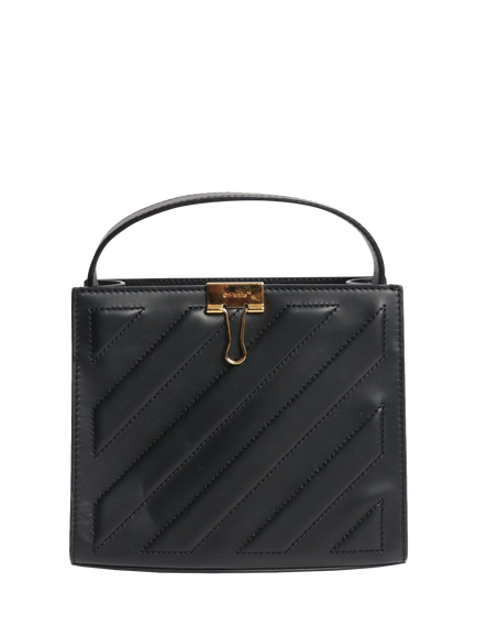 Pre-loved Off-White Leather Crossbody Tote Bag, Black, Black