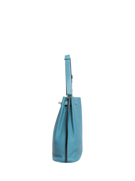 Pre-loved Hermès 2010 So Kelly Leather Shoulder Bag, Blue - view 2, Blue