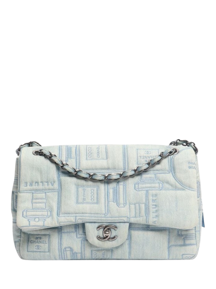 Pre-loved CHANEL 2016 Jumbo Denim Perfume Classic Single Flap Bag, Blue, Blue