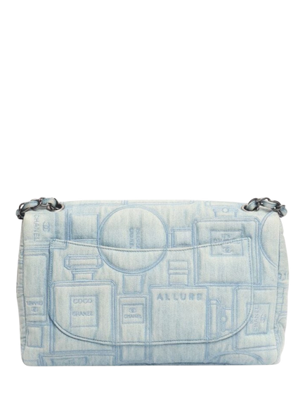 Pre-loved CHANEL 2016 Jumbo Denim Perfume Classic Single Flap Bag, Blue - view 2, Blue