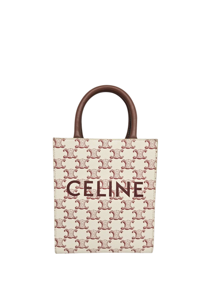 Pre-loved CELINE Mini Vertical Caba Tote Bag, Cream/Red, Cream