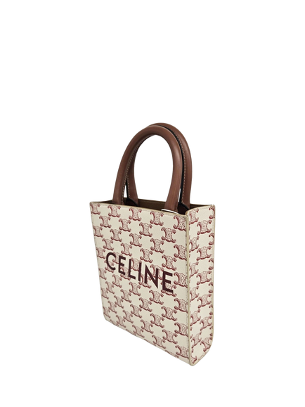 Pre-loved CELINE Mini Vertical Caba Tote Bag, Cream/Red - view 2, Cream