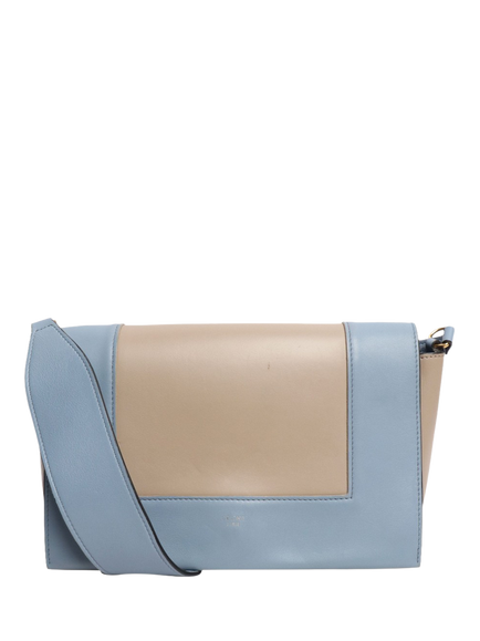 Pre-loved CELINE Medium Frame Leather Shoulder Bag, Grey, Grey