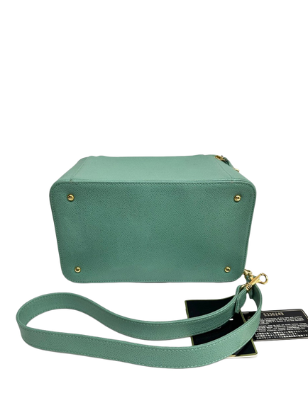 Pre-loved CHANEL Vintage 1997 Caviar 2-Way Leather Vanity Bag, Teal - view 2, Green