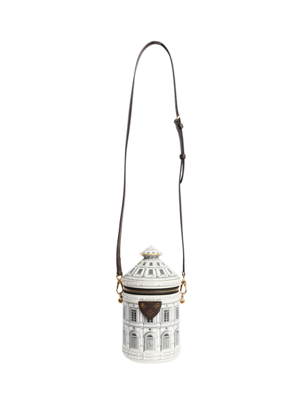 Pre-loved Louis Vuitton Fornisetti Architettura Cannes Leather Vase Bag, White/Black - view 2, White