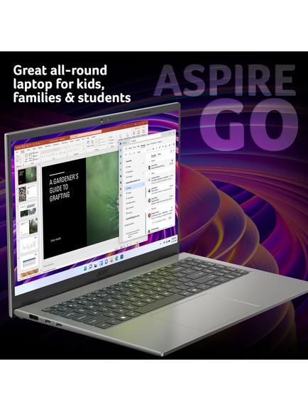 Acer Aspire Go 15 Laptop, Snapdragon C Processor, 8GB RAM, 128GB, 15.6” Full HD, Silver - view 2, Silver