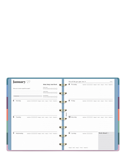 Filofax Ultimate Life Companion Striped A5 Week to View 2027 Planner, Multi - view 2, Multi Multi