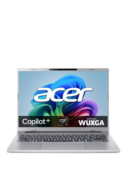 Acer Aspire 14 AI A14-61M Copilot+ Laptop, AMD Ryzen AI 5 Processor, 16GB RAM, 512GB SSD, 14” WUXGA, Silver, Silver