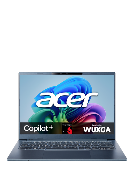 Acer Aspire 14 AI NX.JP3EK.008 Copilot+ Laptop, Snapdragon X X1 Processor, 16GB RAM, 512GB SSD, 14” WUXGA, Blue, Blue