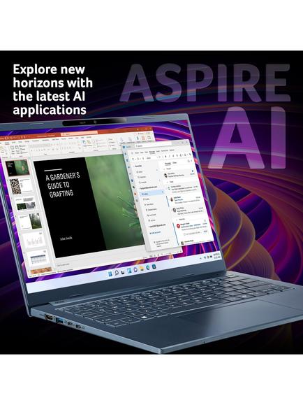 Acer Aspire 14 AI NX.JP3EK.008 Copilot+ Laptop, Snapdragon X X1 Processor, 16GB RAM, 512GB SSD, 14” WUXGA, Blue - view 2, Blue