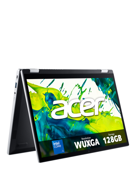 Acer Aspire Go Spin 14 AGSP14-31PT Convertible Laptop, Intel Core 3 Processor, 8GB RAM, 128GB, 14” WUXGA Touchscreen, Silver, Silver