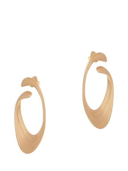 Reiss Birdie Brushed Twist Statement Loop Earrings, Gold, Gold Tone