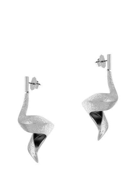 Reiss Florine Floral Twist Drop Earrings, Silver, Satin Silver Tone