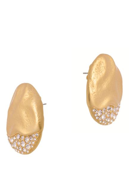 Reiss Francesca Crystal Frost Stud Earrings, Gold, Gold Tone