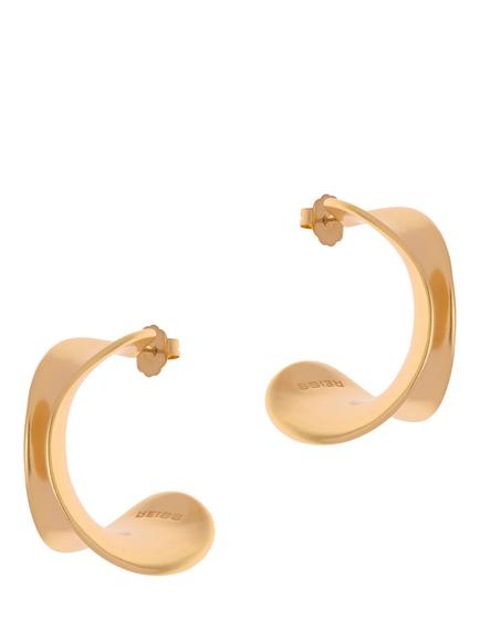 Reiss Savanna Sculptural Curve Hoop Earrings, Gold, Gold Tone