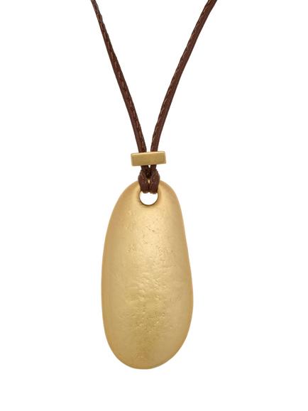 Reiss Perry Smooth Pebble Cord Pendant Necklace, Gold/Brown, Gold Tone, Brown