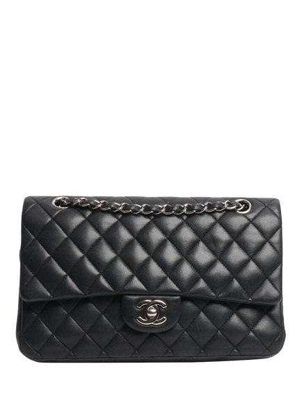 Pre-loved CHANEL 2010 Medium Lambskin Classic Double Flap Bag, Black, Black