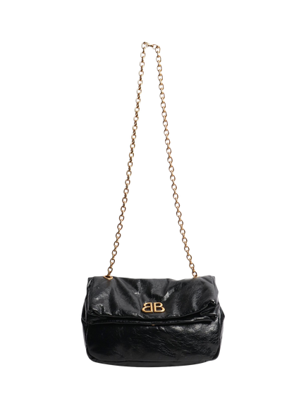 Pre-loved Balenciaga Monaco Chain Strap Leather Shoulder Bag, Black - view 2, Black