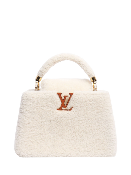 Pre-loved Louis Vuitton Shearling Capucines Top Handle Bag, Cream, Cream