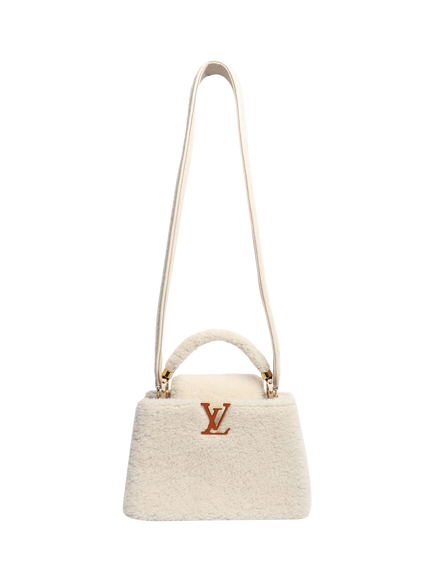 Pre-loved Louis Vuitton Shearling Capucines Top Handle Bag, Cream - view 2, Cream
