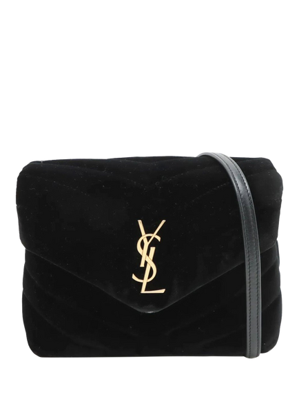 Pre-loved SAINT LAURENT Loulou Velvet Quilted Crossbody Bag, Black, Black