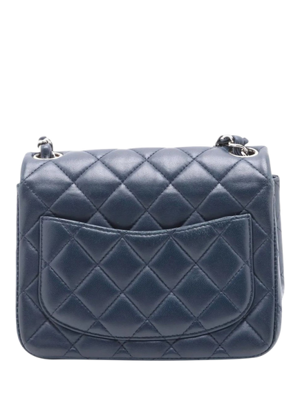 Pre-loved CHANEL 2016 Mini Lambskin Leather Classic Single Flap Bag, Navy Blue - view 2, Navy