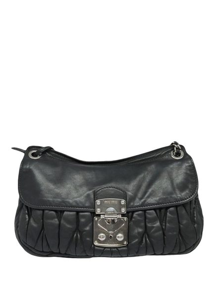 Pre-loved Miu Miu Matelasse Leather Chain Bag, Black - view 2, Black