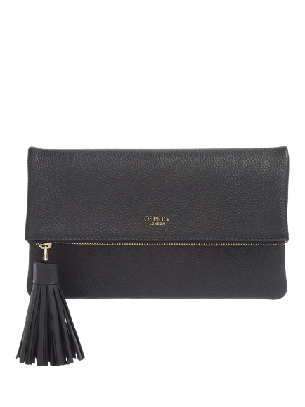 OSPREY LONDON The Bexley Leather Clutch Bag, Black