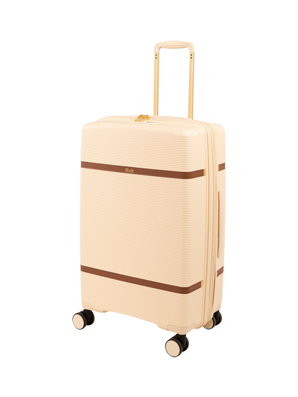Rock Medina 68cm Medium Expandable 8-Wheel Suitcase, 63/73L, Cream, Cream