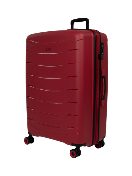 Rock Resilient Large 78cm Expandable 8-Wheel Suitcase, 100/110, Red, Red