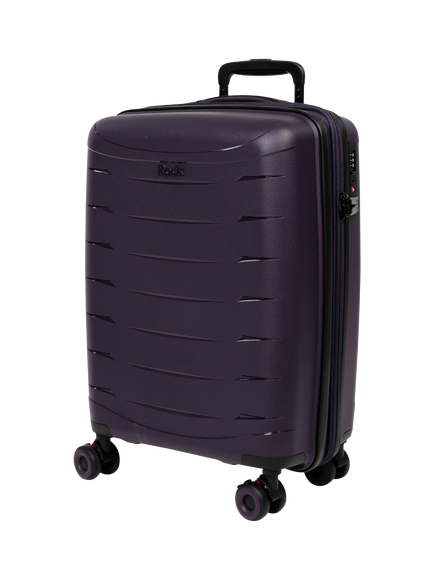 Rock Resilient Small 55cm Expandable 8-Wheel Cabin Suitcase, 35/40L, Purple, Purple