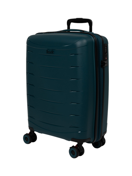 Rock Resilient Small 55cm Expandable 8-Wheel Cabin Suitcase, 35/40L, Teal