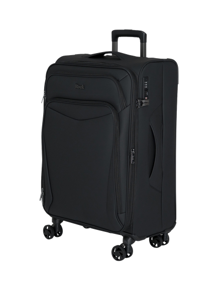 Rock Luggage Vitality Medium 69cm Expandable 8-Wheel Suitcase, 67/74L, Black