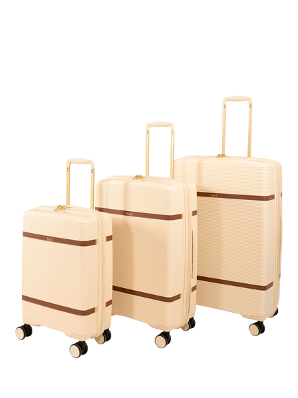 Rock Medina 3-Piece 8-Wheel Suitcase Set, Cream, Cream