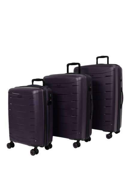 Rock Resilient 3-Piece Suitcase Set, Purple, Purple
