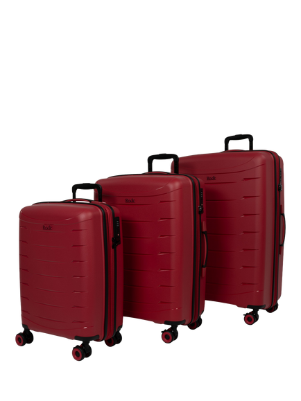 Rock Resilient 3-Piece Suitcase Set, Red, Red