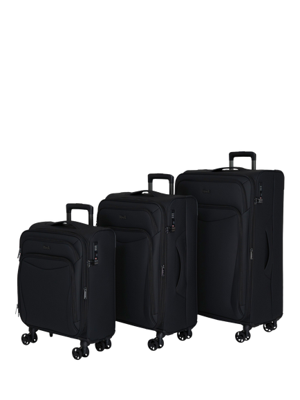 Rock Luggage Vitality 3-Piece Expandable 8-Wheel Suitcase Set, Black