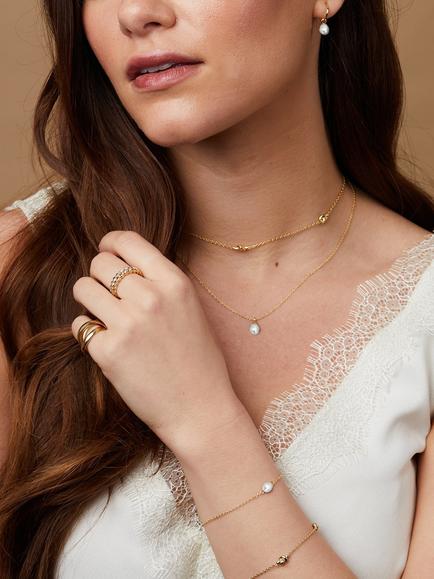 Auree Mini Manhattan Pearl Chain Bracelet, White - view 2, White