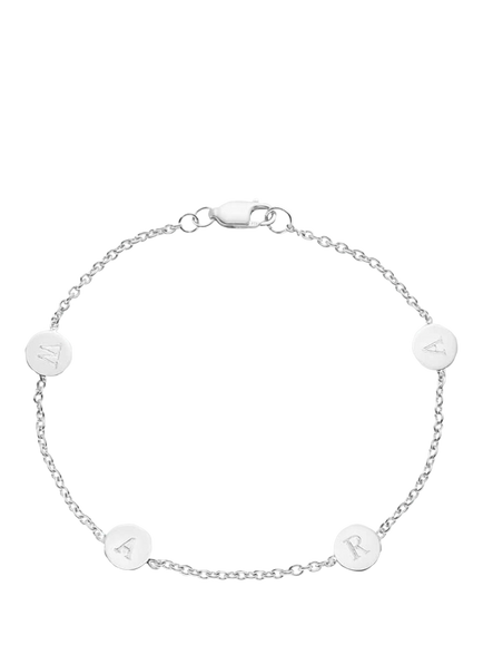 Auree Personalised Westwick Four Disc Bracelet, Silver Silver