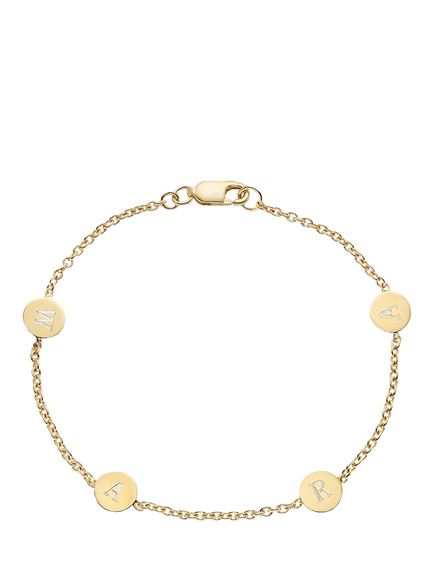 Auree Personalised Westwick Four Disc Bracelet, Gold Gold