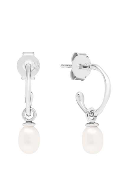 Auree Mini Manhattan Pearl Hoop Earrings, White