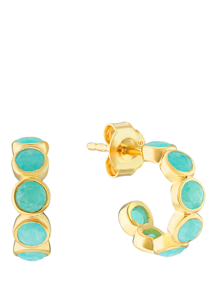 Auree Ortigia Amazonite Mini Hoop Earrings, Gold, Green Mid