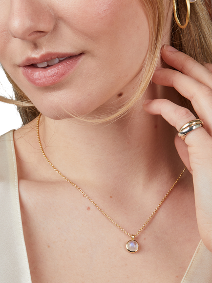 Auree Lulea Moonstone Pendant Necklace, White - view 2, White