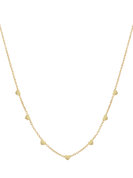 Auree Verona Mini Heart Station Necklace, Gold, Gold
