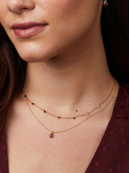 Auree Verona Mini Heart Station Necklace, Gold - view 2, Gold