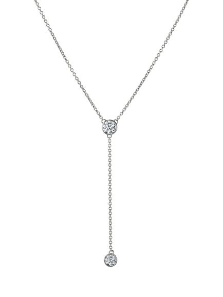Created Brilliance Ember White Gold Lab Grown Diamond Lariat Necklace, Silver, White Gold