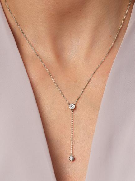 Created Brilliance Ember White Gold Lab Grown Diamond Lariat Necklace, Silver - view 2, White Gold